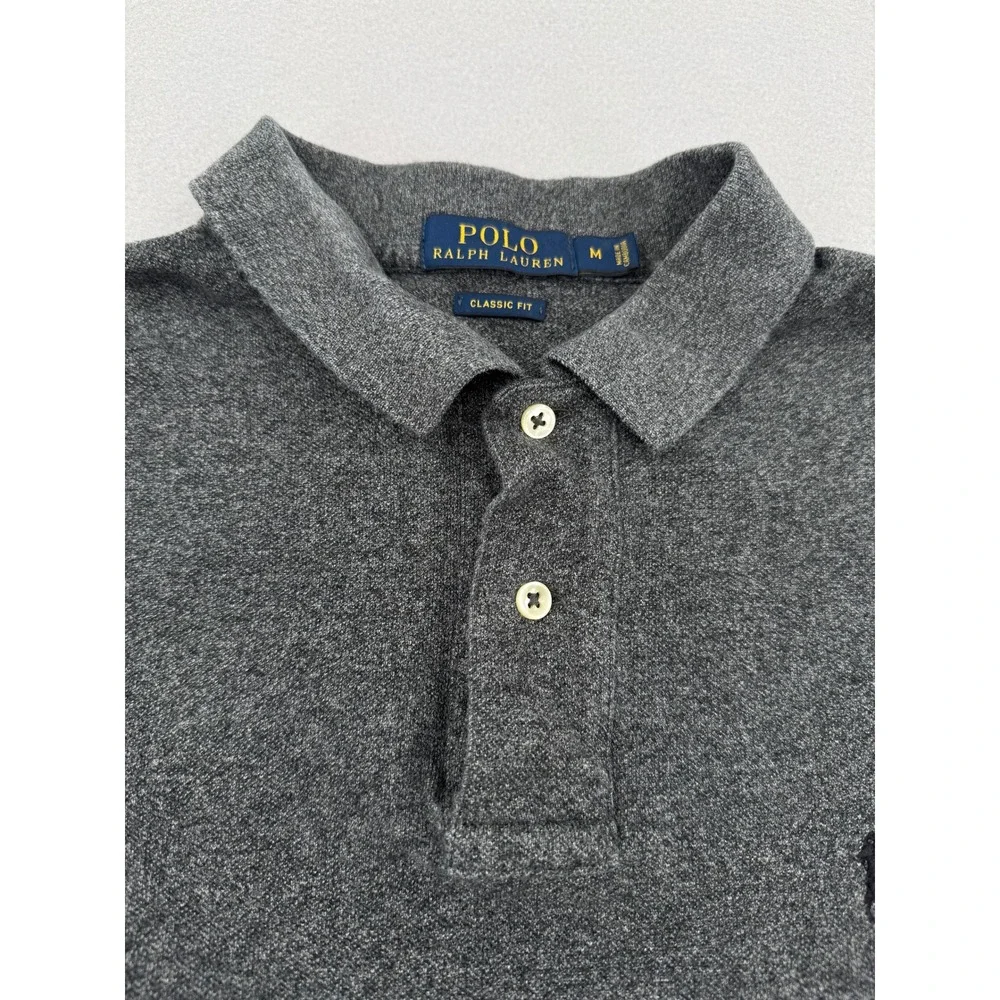 Polo‎ Ralph Lauren Classic Fit Mens M Short Sleeve Pique Polo Charcoal Gray